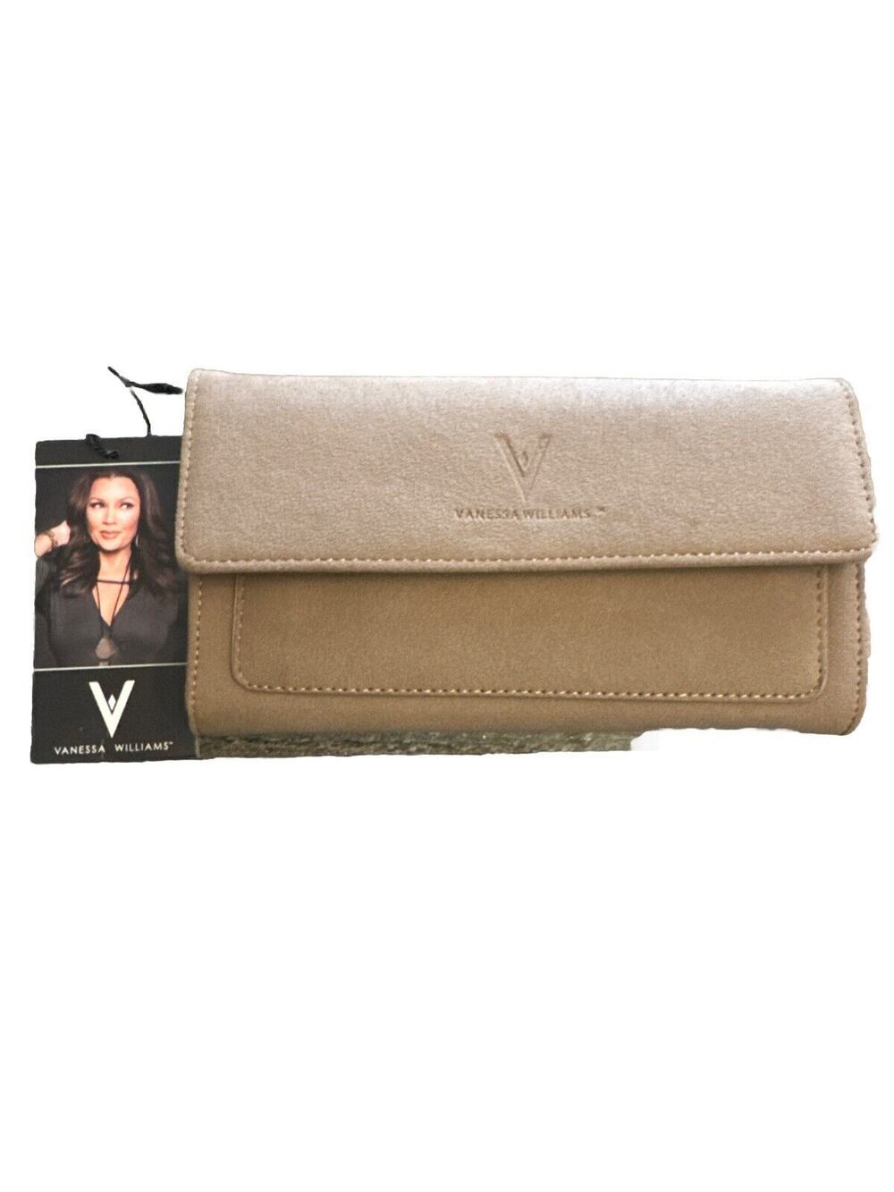 Vanessa William NWT Tan Wallet Wristlet Suede Snap Over
